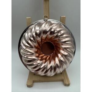 Vintage Copper Jello Mold Round Swirls A. H. C. St. Louis, MO Hong Kong 4 Cups